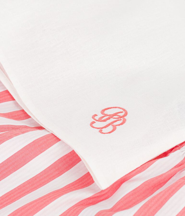 Conjunto para beb&eacute; de 2 piezas de algod&oacute;n/lino, parte superior con cuello marinero rosa/blanco