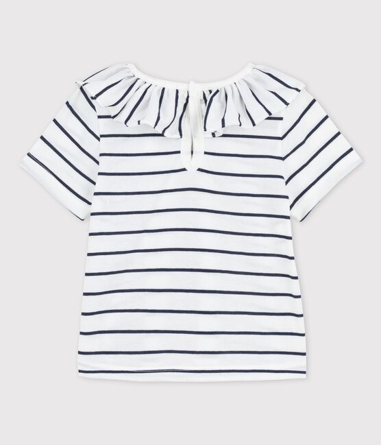 Blusa de manga corta a rayas de jersey para bebé blanco MARSHMALLOW/azul SMOKING