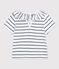 Blusa de manga corta a rayas de jersey para bebé blanco MARSHMALLOW/azul SMOKING