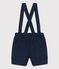 Graciosos «shorts» con tirantes de sarga para bebé azul SMOKING