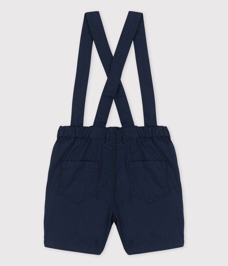 Graciosos shorts con tirantes de sarga para beb&eacute; azul