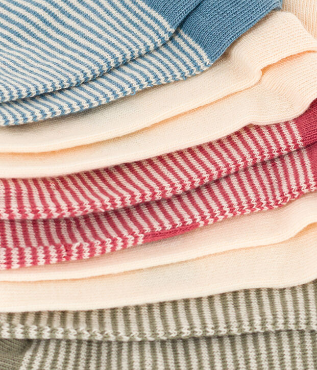 Juego de 5 pares de calcetines de punto de algod&oacute;n con rayas para ni&ntilde;os multicolor