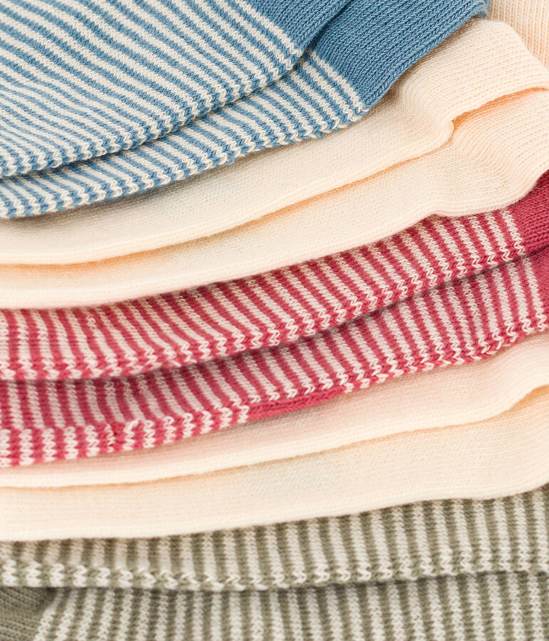 Juego de 5 pares de calcetines de punto de algod&oacute;n con rayas para ni&ntilde;os multicolor