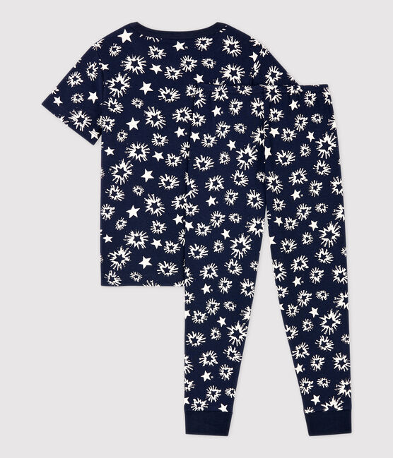 Pijama con estampado de estrellas de niño de algodón azul SMOKING/blanco MARSHMALLOW