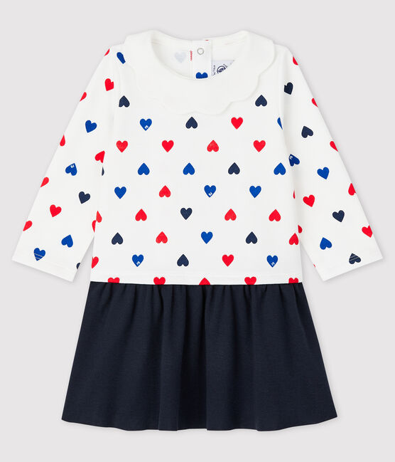 Vestido de manga larga para bebé niña blanco MARSHMALLOW/blanco MULTICO
