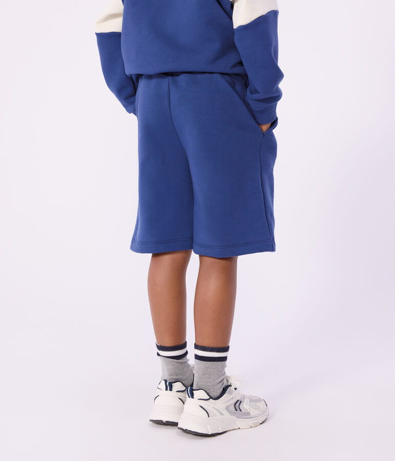 Bermudas cortas infantiles de algod&oacute;n liso azul
