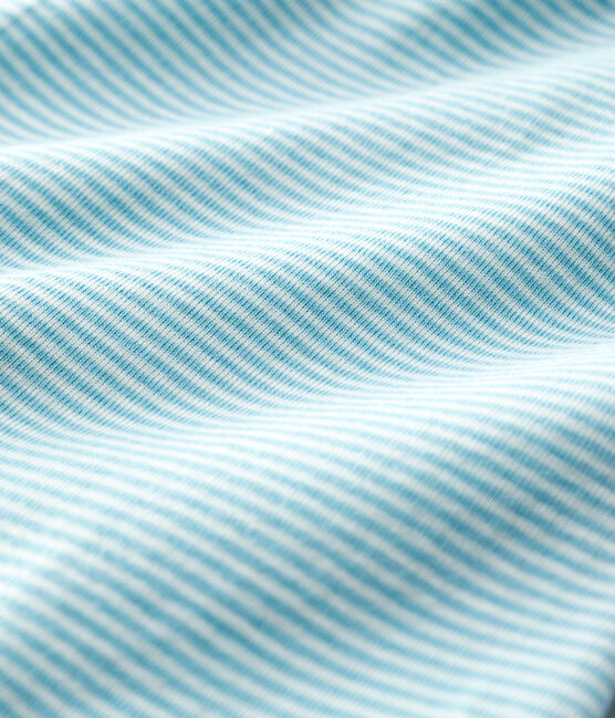 Pantalón forrado de rayas azules de bebé de algodón ecológico azul TIKI/blanco MARSHMALLOW