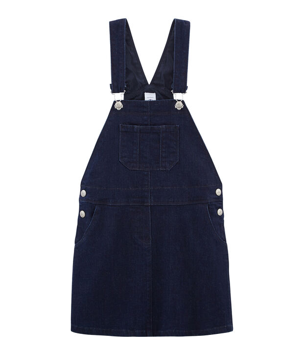 Vestido peto infantil para ni&ntilde;a azul/beige