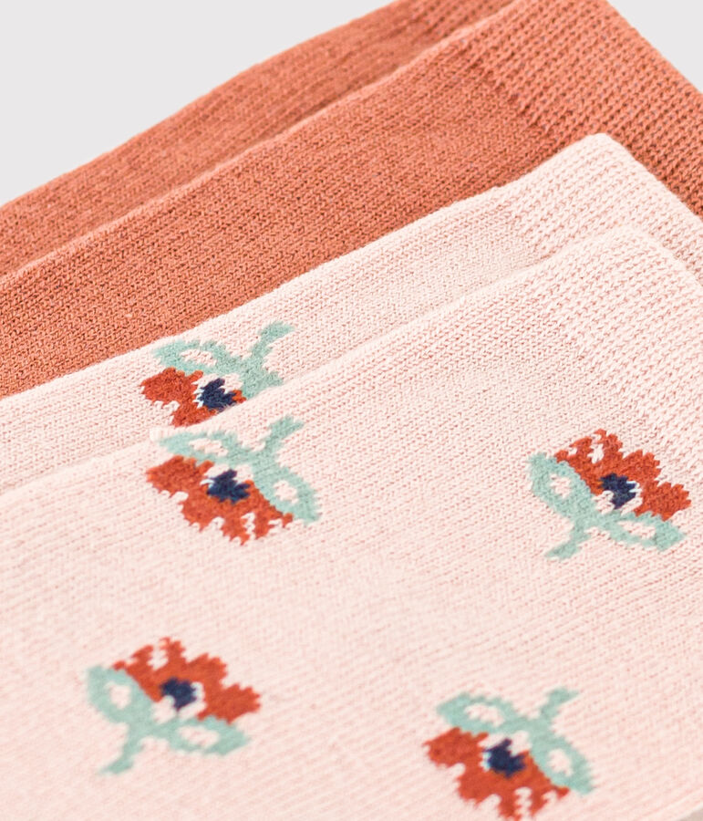 Juego de 2 pares de calcetines con flores para ni&ntilde;a multicolor
