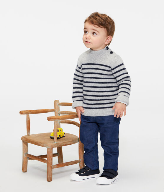 Jersey de cachemira para bebé niño gris BELUGA/azul SMOKING