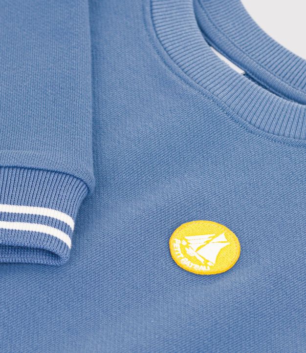 Sudadera infantil lisa de algod&oacute;n azul