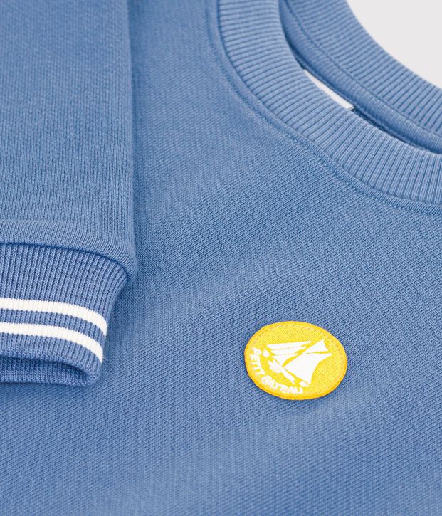 Sudadera infantil lisa de algod&oacute;n azul