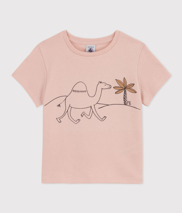 Camiseta estampada de algod&oacute;n para ni&ntilde;a rosa