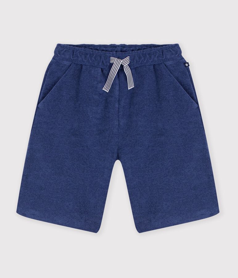 Bermudas cortas infantiles de algod&oacute;n liso azul