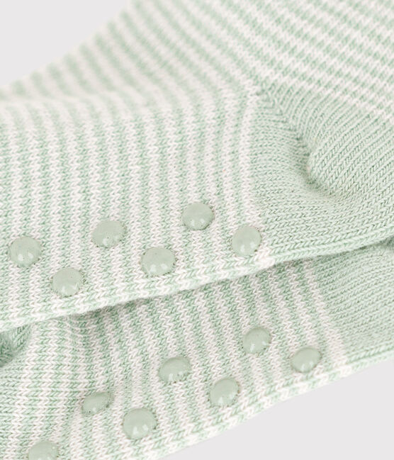 Calcetines antideslizantes de algodón para bebé verde HERBIER/ MARSHMALLOW
