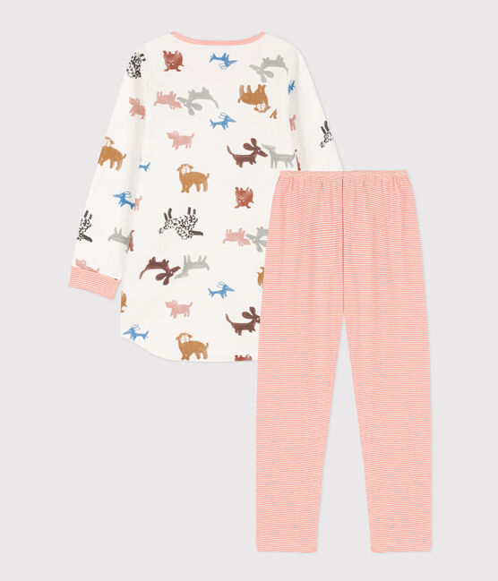 Camisón de manga larga de felpa con perro para niña blanco MARSHMALLOW/blanco MULTICO