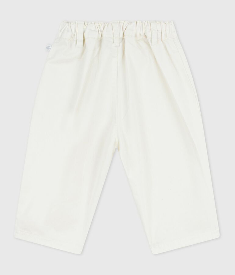 Pantal&oacute;n para beb&eacute; de sarga lisa blanco MARSHMALLOW