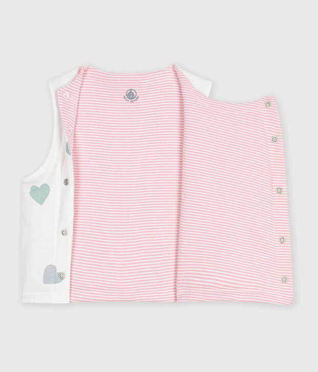Chaleco reversible de algod&oacute;n estampado para beb&eacute; blanco/multicolor