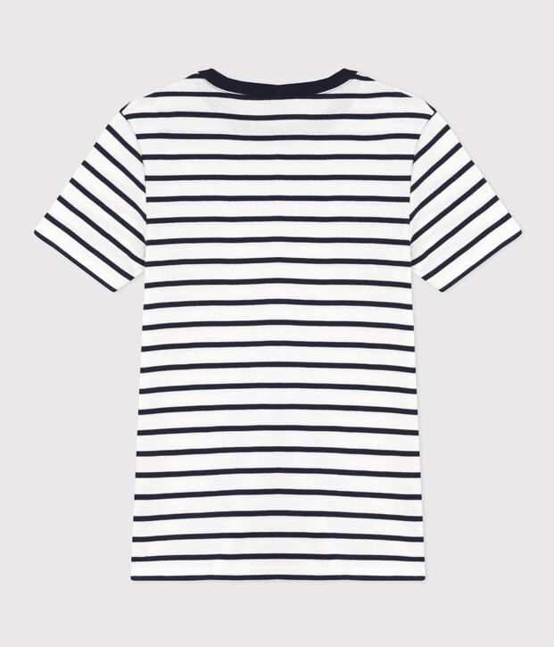 Camiseta L'ICONIQUE de algod&oacute;n con cuello redondo para mujer blanco/azul