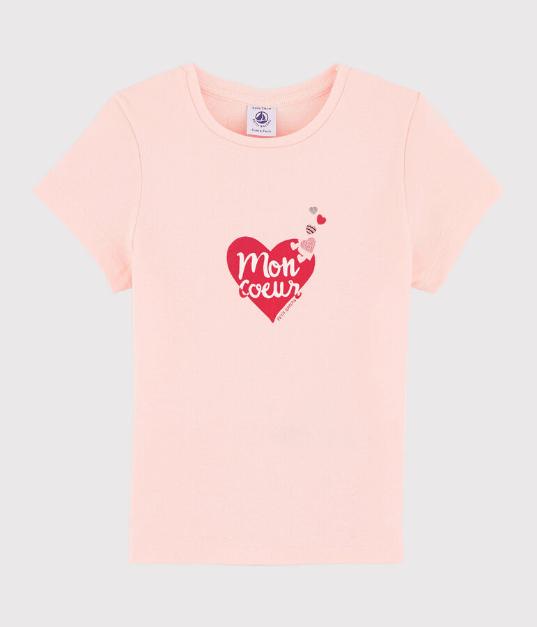 Camiseta serigrafiada para ni&ntilde;a rosa