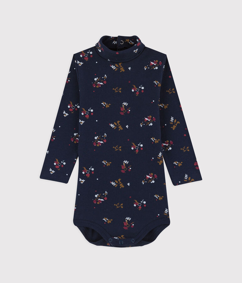 Body de manga larga de algod&oacute;n para beb&eacute;. azul SMOKING/blanco MULTICO