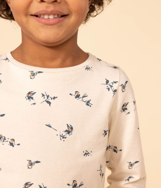 Camiseta de algodón de manga larga con estampado de flores de niña blanco AVALANCHE/ MULTICO