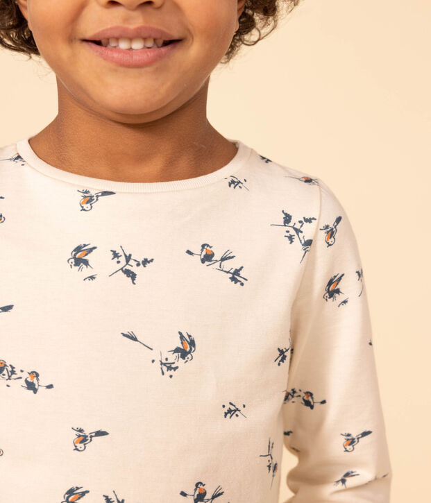 Camiseta de algod&oacute;n de manga larga con estampado de flores de ni&ntilde;a crudo/multicolor