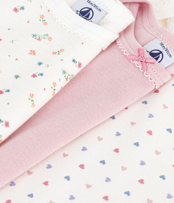 Juego de bodis de algodón de manga larga con estampado de flores para bebé variante 1