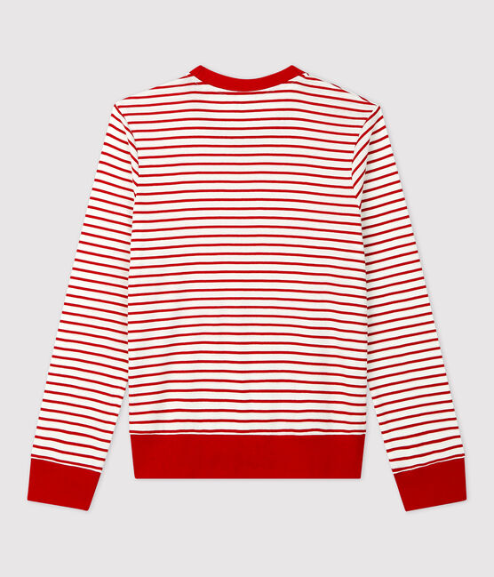 Camiseta marinera de algodón de mujer blanco MARSHMALLOW/rojo TERKUIT