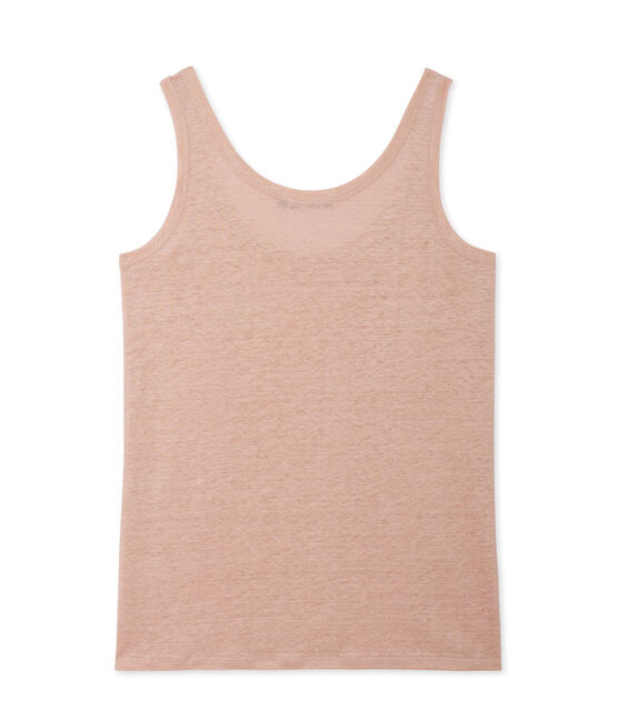 Camiseta sin mangas para mujer, de lino brillante rosa ROSE/gris ARGENT