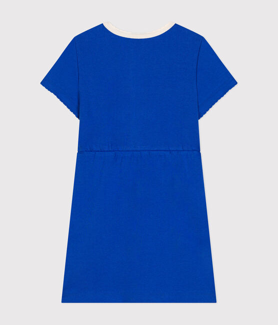Vestido de algodón de manga corta para niña azul CALVIN