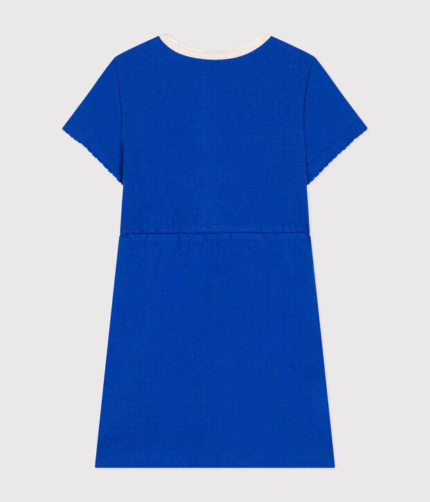 Vestido de algod&oacute;n de manga corta para ni&ntilde;a azul