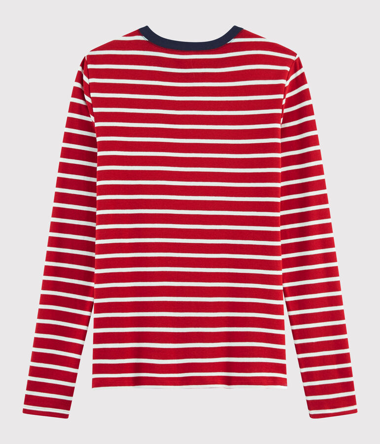 Camiseta ic&oacute;nica con cuello redondo para mujer rojo/blanco