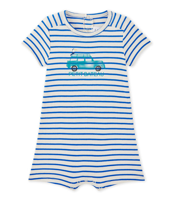 Pelele corto marinero de bebé niño blanco FETA/azul PERSE