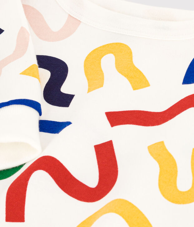Sudadera estampada de mulet&oacute;n ligero de ni&ntilde;o blanco/multicolor