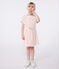 Vestido infantil de rizo de algodón de manga corta a rayas naranja MARSHMALLOW/ ABRICOT
