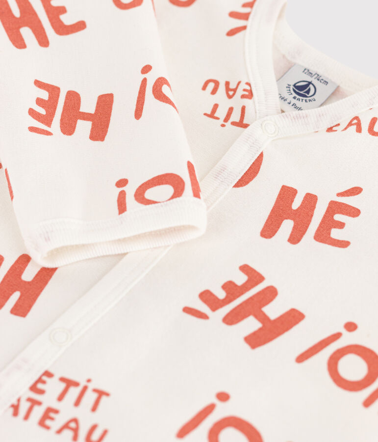 Pelele de felpa para beb&eacute; blanco/rosa