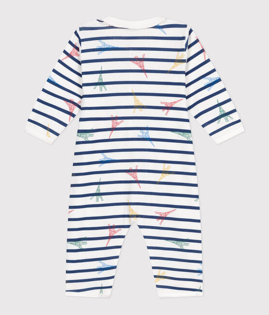 Pijama de algodón sin pies con cuello París para bebé blanco ECUME/blanco MULTICO
