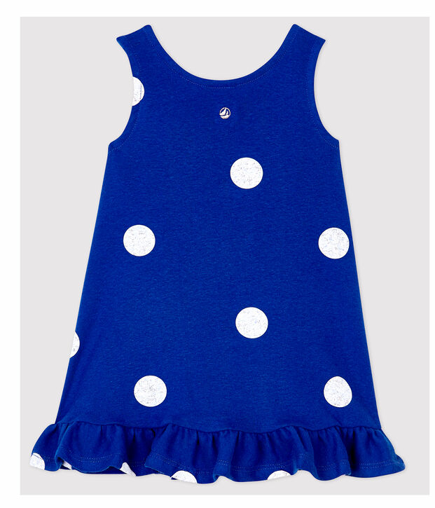 Vestido sin mangas de lino de beb&eacute; ni&ntilde;a azul/blanco
