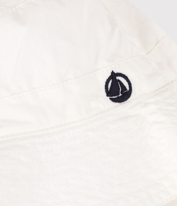 Gorro blanco de sarga para beb&eacute; blanco