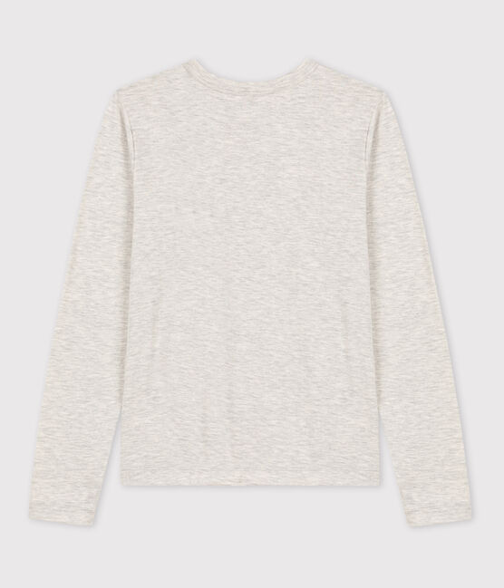 Camiseta de algodón L'ICONIQUE abrigada con cuello redondo para mujer gris BELUGA CHINE