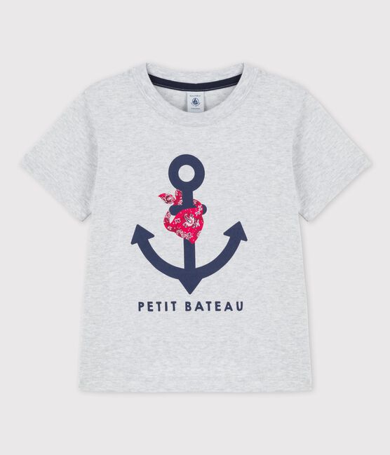 Camiseta de manga corta de algodón de niño gris POUSSIERE CHINE
