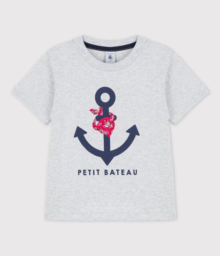 Camiseta de manga corta de algod&oacute;n de ni&ntilde;o gris