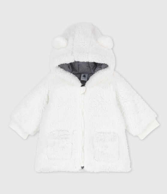 Abrigo de sherpa suave de bebé. blanco MARSHMALLOW