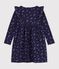Vestido infantil de manga larga de algod&oacute;n con flores azul/multicolor