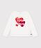 Camiseta infantil de manga larga con estampado de coraz&oacute;n blanco