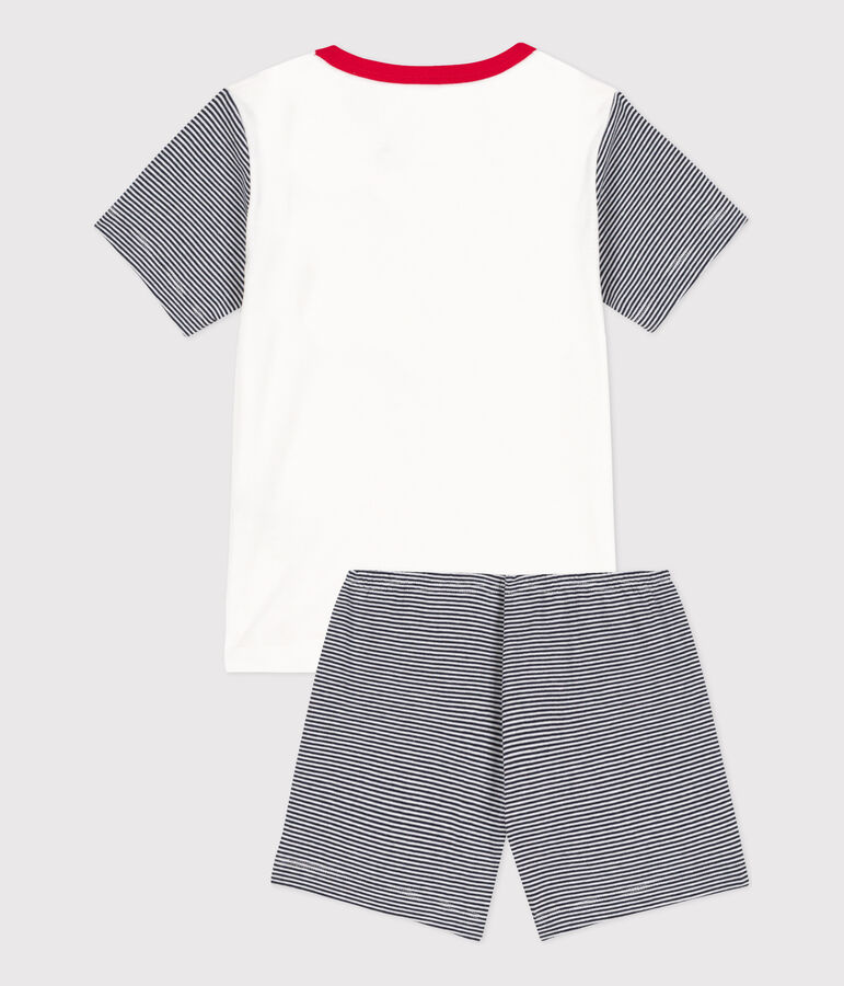 Pijama corto Petit Bateau de algod&oacute;n para ni&ntilde;o/ni&ntilde;a azul/blanco