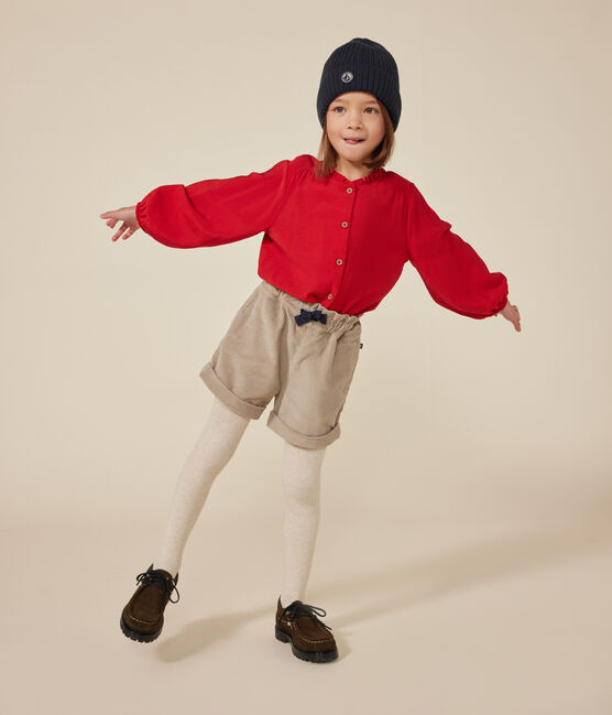 Blusa de manga larga de tela para niña rojo AURORA