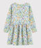 Vestido de manga larga en doble punto de niña gris POUSSIERE/blanco MULTICO