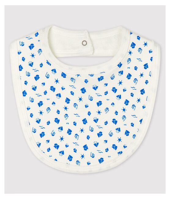 Babero de bebé de algodón ecológico blanco MARSHMALLOW/azul COOL